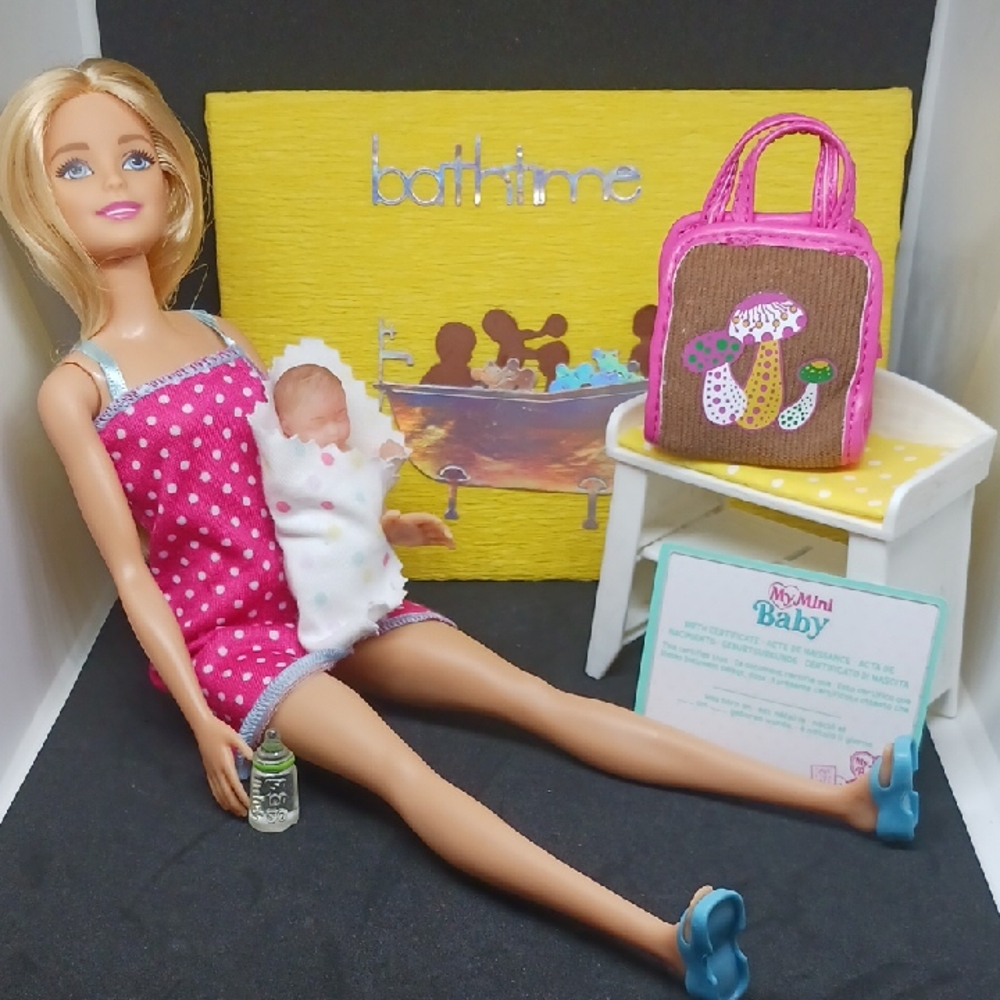 Barbie Doll with Pink Dress and Blue Shoes